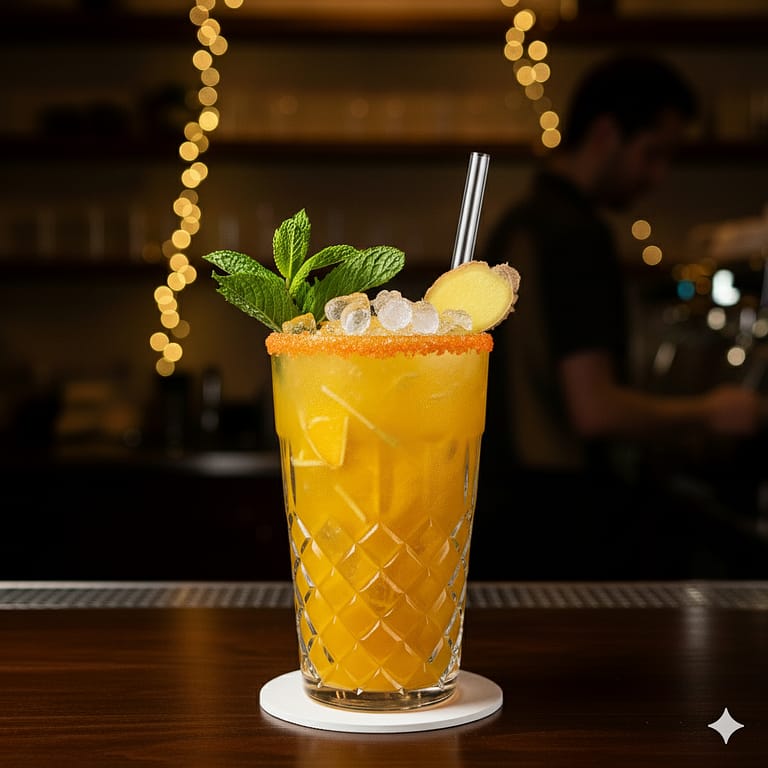 Best Summer Mocktails in India: 15 Refreshing Non-Alcoholic Drinks (2026) | ManVsDrinks Mango Ginger Fizz. Indian summer mocktail with mango pulp, ginger and soda